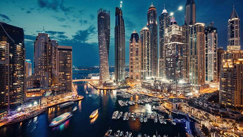 Dubai Waterfront at Night