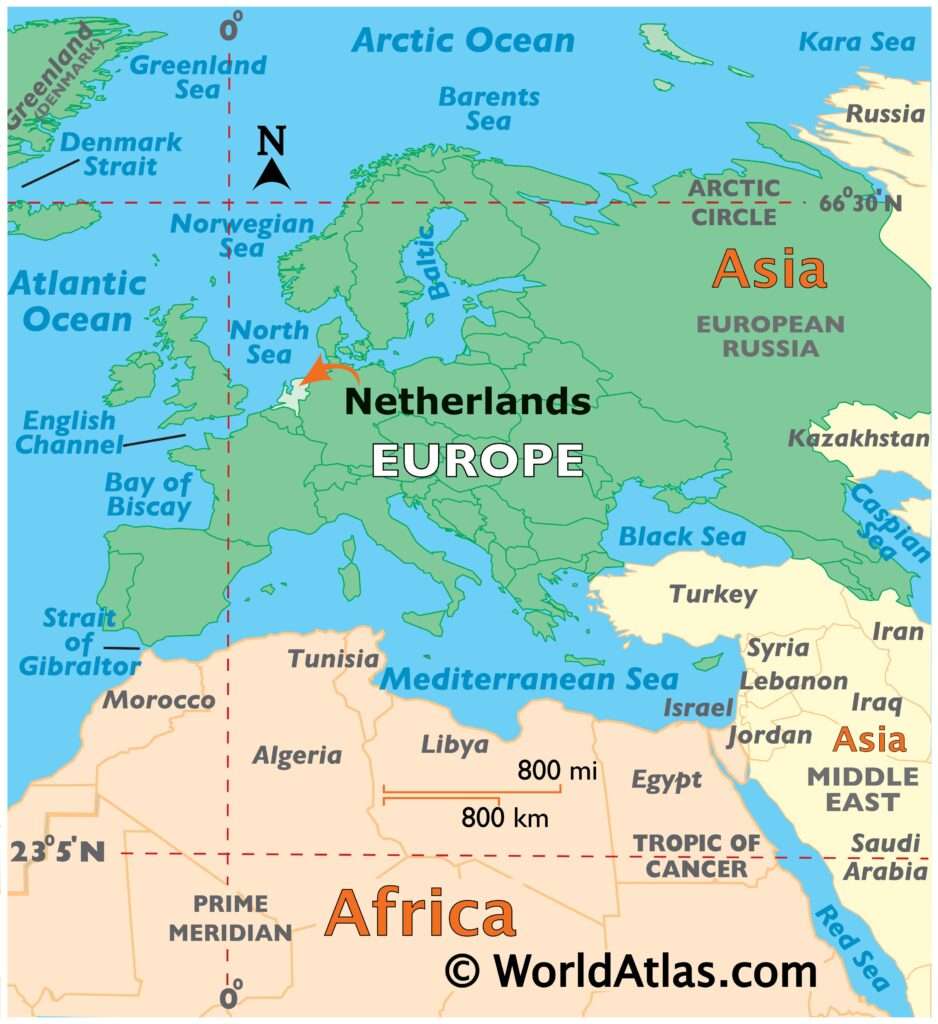 Europe map with Netherlands