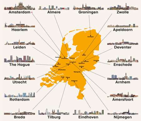 Netherlands Map with Cities